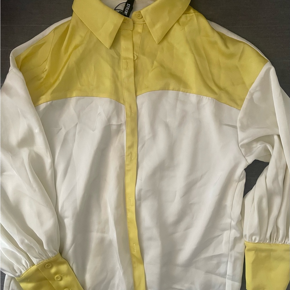 STYLEWE Yellow and White Contrast Blouse